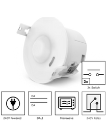 DALI-2 Microwave Smart Sensor 8m with in built relay and 2 switch inputs