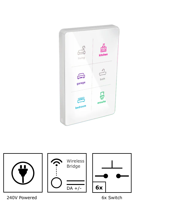 DALI-2 Smart Switch Touch Six-button Wired and Wireless - Requires Engraving