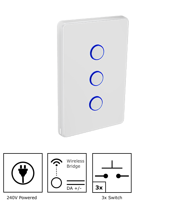 Three-button Smart Switch DALI-2 Wired and Wireless
