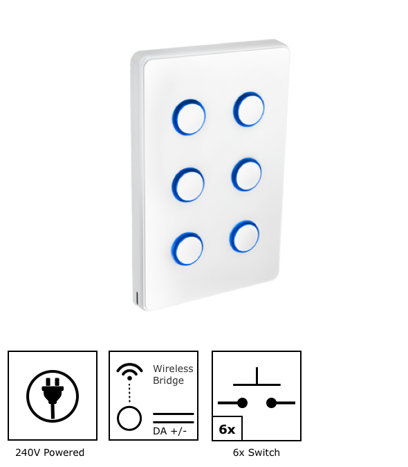 Six-button Smart Switch DALI-2 Wired and Wireless