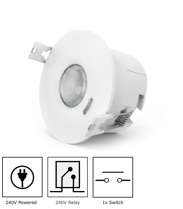 Retail - 240V Standalone PIR Smart Sensor 8m with Inbuilt Relay and 1 Switch Input
