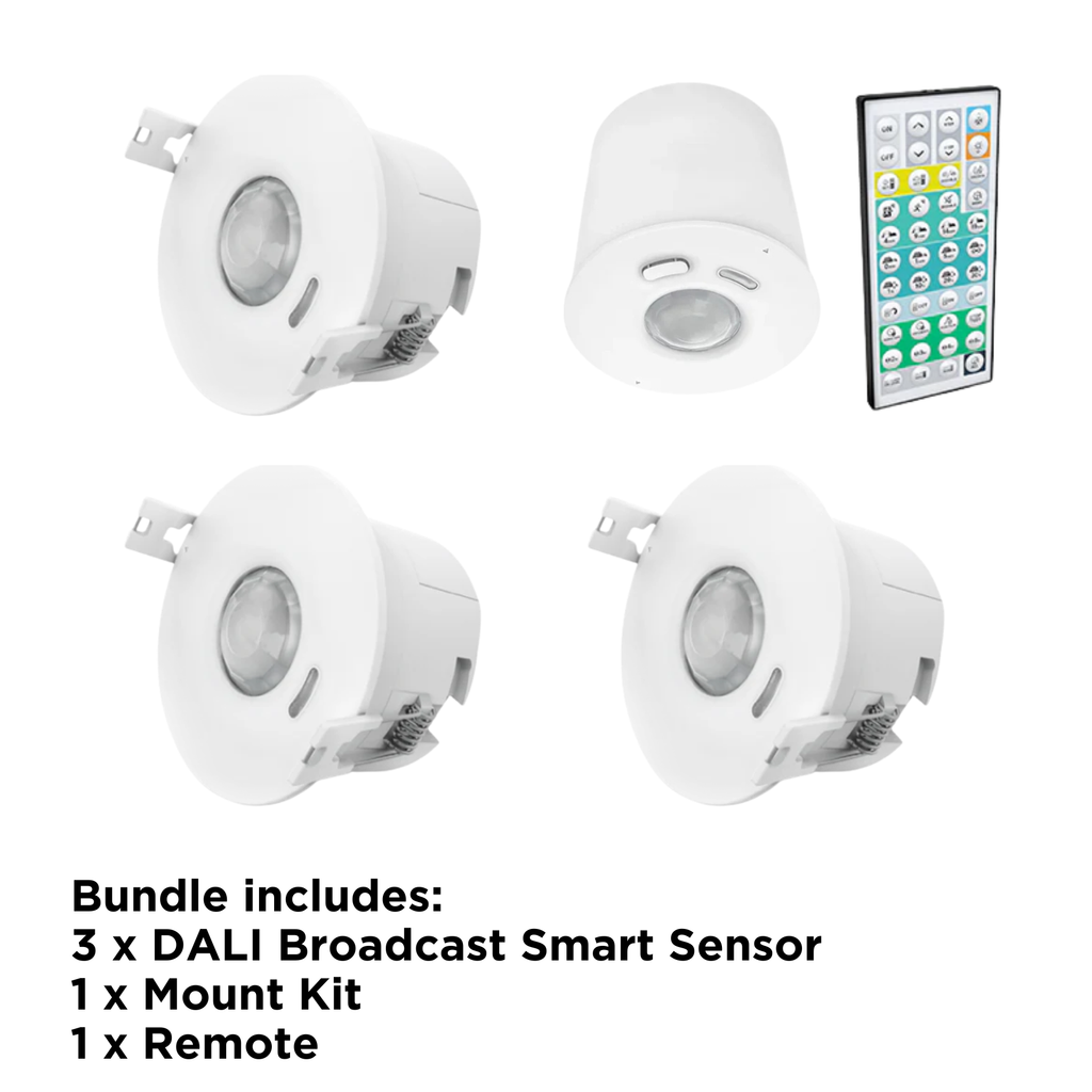 Bundle: 3 DALI Broadcast Smart Sensors, Mount Kit & Remote