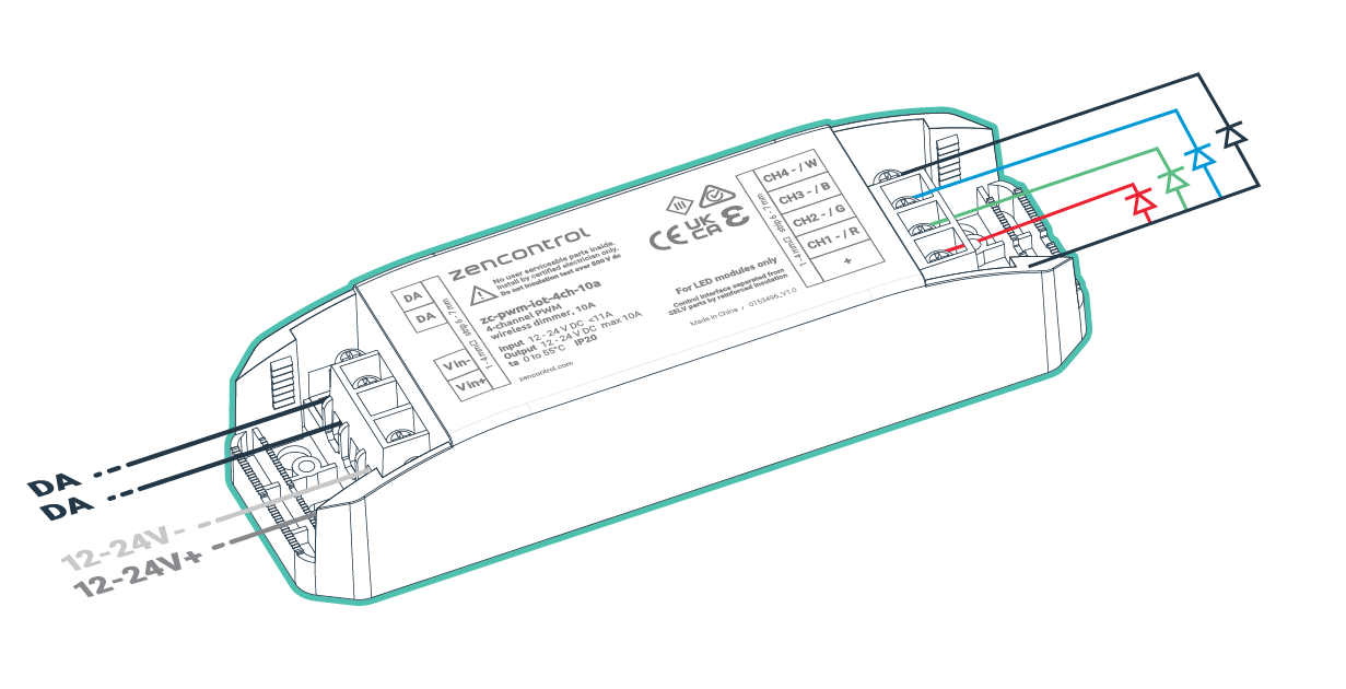 Retail - Smart PWM Field Dimmer 10A 4 Channel Wired and Wireless